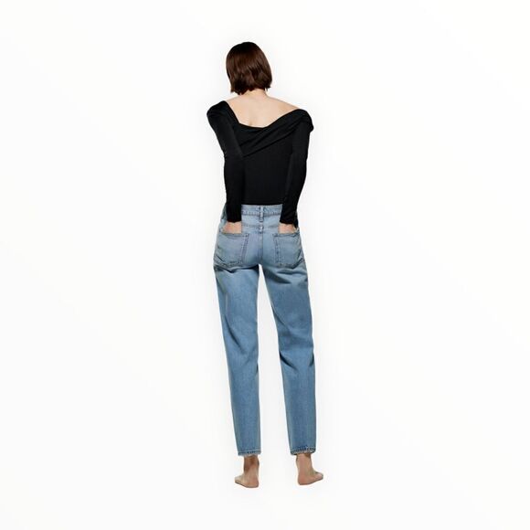 ZARA | Blue | ZW THE DISTRESSED CIGARETTE RELAXED JEANS - Picture 5 of 11